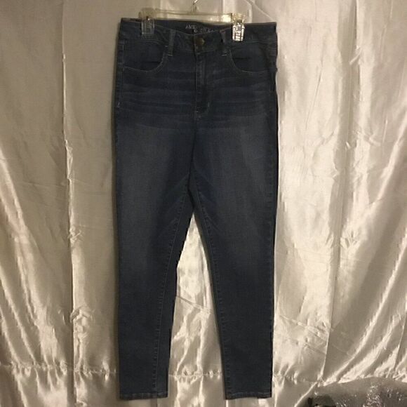 American Eagle Medium Wash Whisker Skinny Jeans 12 - Picture 2 of 9